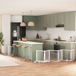 Petshop - Accesorii petshop - Culcusuri si custi - Custi interior si exterior - Poarta caini pliabila cu usa 15 panouri, alb, 750 cm, lemn plop - Infinity.ro