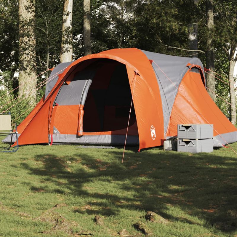 Sport si Outdoor - Camping - Corturi camping - Cort de familie cupola 6 persoane, gri/portocaliu, impermeabil - Infinity.ro