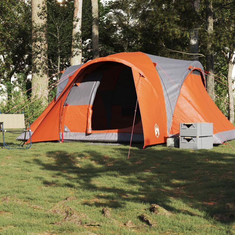 Sport si Outdoor - Camping - Corturi camping - Cort de familie cupola 6 persoane, gri/portocaliu, impermeabil - Infinity.ro