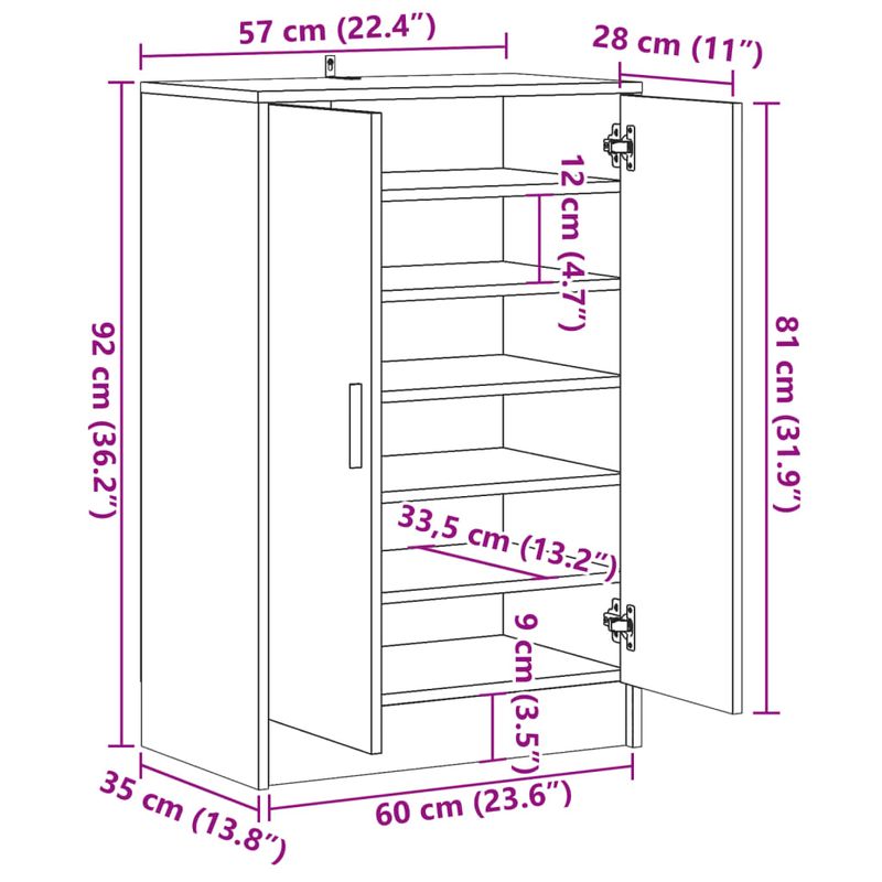 Casa si Gradina - Mobilier - Organizare si depozitare - Organizator incaltaminte - Pantofar, stejar artizanal, 60x35x92 cm lemn prelucrat, model shoe cabinet with door - Infinity.ro
