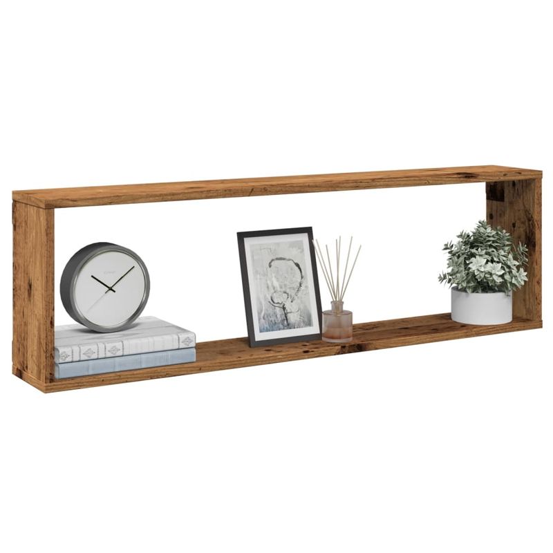 Casa si Gradina - Mobilier - Biblioteci si rafturi - Rafturi - Rafturi de perete cub, 2 buc., lemn vechi, 100x15x30 cm, lemn - Infinity.ro