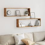 Casa si Gradina - Mobilier - Biblioteci si rafturi - Rafturi - Rafturi de perete cub, 2 buc., lemn vechi, 100x15x30 cm, lemn - Infinity.ro