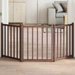 Petshop - Accesorii petshop - Culcusuri si custi - Custi interior si exterior - Poarta de caini pliabila 3 panouri stejar maro 150 cm lemn brad, mărime 50x60x2 cm - Infinity.ro