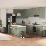 Petshop - Accesorii petshop - Culcusuri si custi - Custi interior si exterior - Poarta caini pliabila cu usa 10 panouri negru 800 cm, lemn plop - Infinity.ro