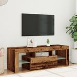 Casa si Gradina - Mobilier - Comode si corpuri - Comode - Dulap TV cu lumini LED lemn vechi 120x36,5x40 cm lemn prelucrat - Infinity.ro