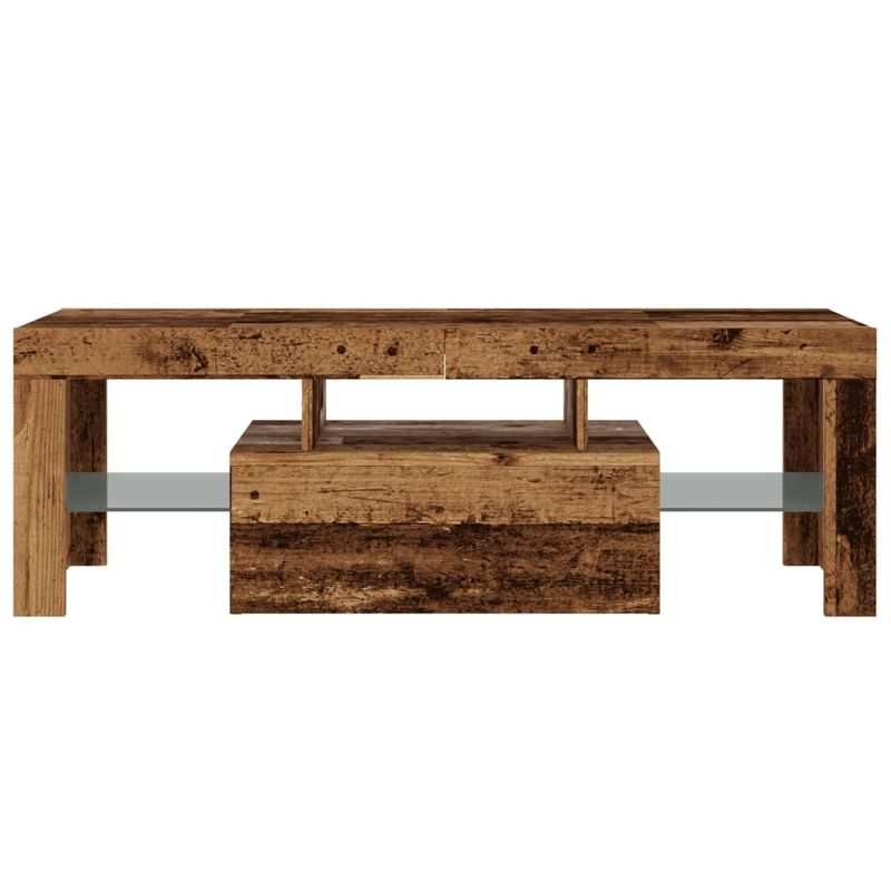 Casa si Gradina - Mobilier - Comode si corpuri - Comode - Dulap TV cu lumini LED lemn vechi 120x36,5x40 cm lemn prelucrat - Infinity.ro