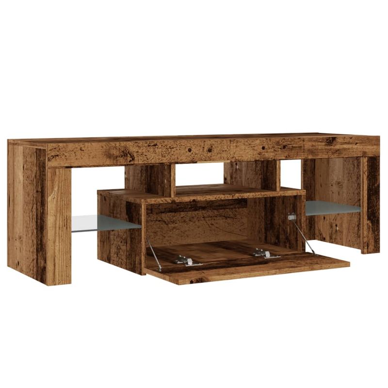 Casa si Gradina - Mobilier - Comode si corpuri - Comode - Dulap TV cu lumini LED lemn vechi 120x36,5x40 cm lemn prelucrat - Infinity.ro