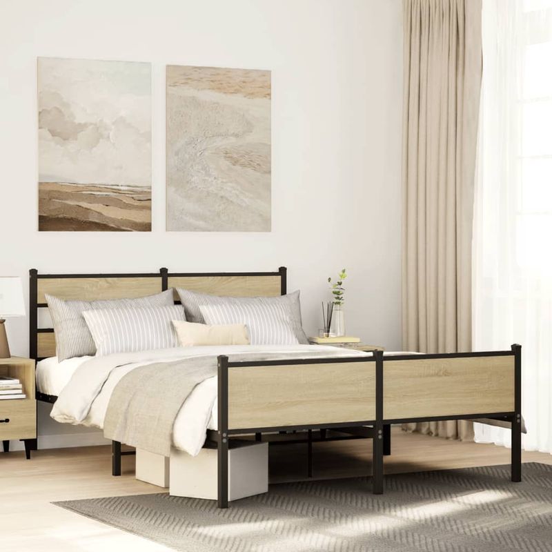 Casa si Gradina - Mobilier - Paturi si accesorii - Paturi - Cadru pat fara saltea stejar sonoma, 140x190 cm, lemn prelucrat - Infinity.ro