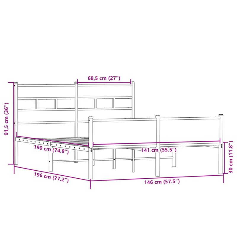 Casa si Gradina - Mobilier - Paturi si accesorii - Paturi - Cadru pat fara saltea stejar sonoma, 140x190 cm, lemn prelucrat - Infinity.ro