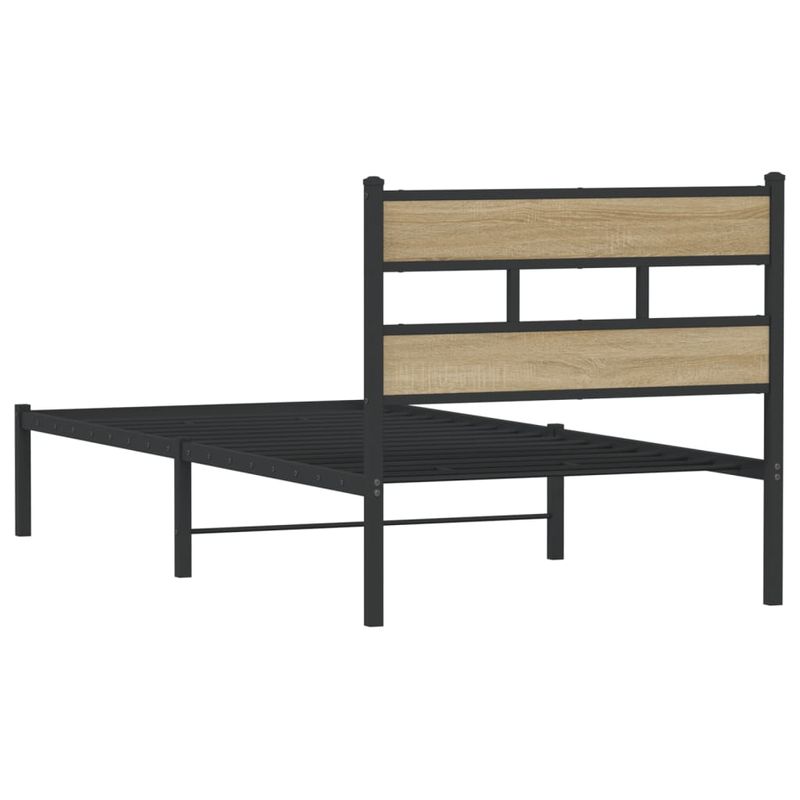 Casa si Gradina - Mobilier - Paturi si accesorii - Paturi - Cadru pat metalic fara saltea, stejar sonoma, 107x203 cm - Infinity.ro