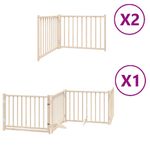 Petshop - Accesorii petshop - Culcusuri si custi - Custi interior si exterior - Poarta de caini pliabila cu usa, 8 panouri, 640 cm, lemn plop - Infinity.ro