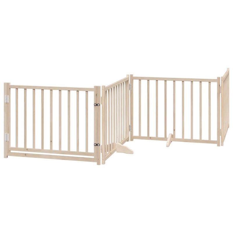 Petshop - Accesorii petshop - Culcusuri si custi - Custi interior si exterior - Poarta de caini pliabila cu usa, 8 panouri, 640 cm, lemn plop - Infinity.ro