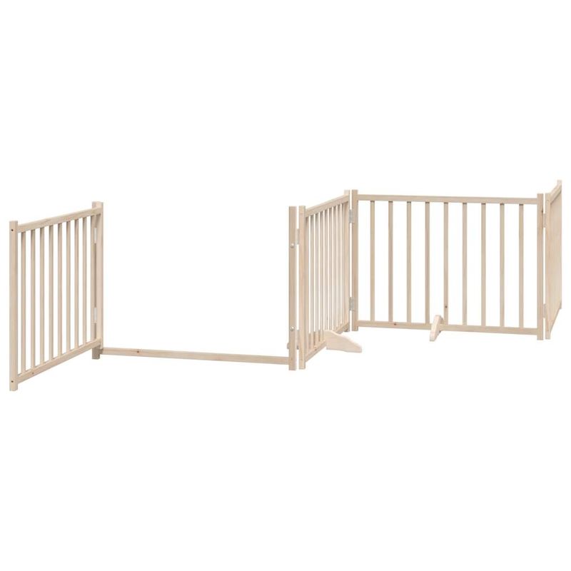 Petshop - Accesorii petshop - Culcusuri si custi - Custi interior si exterior - Poarta de caini pliabila cu usa, 8 panouri, 640 cm, lemn plop - Infinity.ro