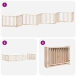 Petshop - Accesorii petshop - Culcusuri si custi - Custi interior si exterior - Poarta de caini pliabila cu usa, 8 panouri, 640 cm, lemn plop - Infinity.ro