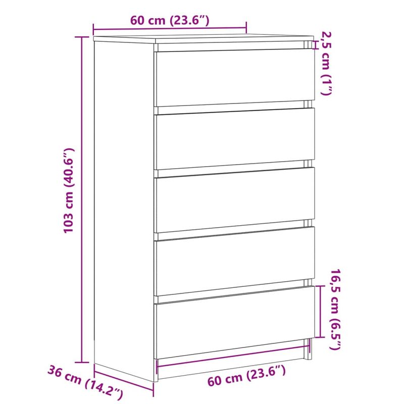 Casa si Gradina - Mobilier - Comode si corpuri - Comode - Dulap cu sertar, stejar artizanal, 60x36x103 cm, lemn prelucrat - Infinity.ro