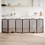 Petshop - Accesorii petshop - Culcusuri si custi - Custi interior si exterior - Poarta caini pliabila cu usa 6 panouri maro, 300 cm, lemn plop - Infinity.ro