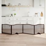 Petshop - Accesorii petshop - Culcusuri si custi - Custi interior si exterior - Poarta caini pliabila cu usa 4 panouri maro, 320 cm, lemn plop - Infinity.ro