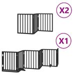 Petshop - Accesorii petshop - Culcusuri si custi - Custi interior si exterior - Poarta caini pliabila cu usa 12 panouri negru 600 cm, lemn plop - Infinity.ro