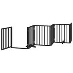 Petshop - Accesorii petshop - Culcusuri si custi - Custi interior si exterior - Poarta caini pliabila cu usa 12 panouri negru 600 cm, lemn plop - Infinity.ro