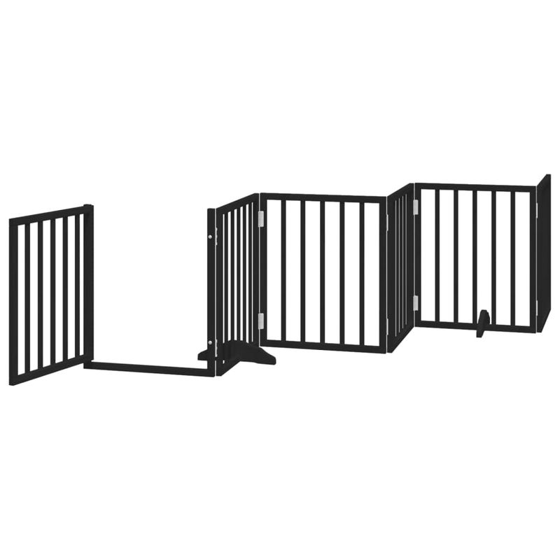 Petshop - Accesorii petshop - Culcusuri si custi - Custi interior si exterior - Poarta caini pliabila cu usa 12 panouri negru 600 cm, lemn plop - Infinity.ro