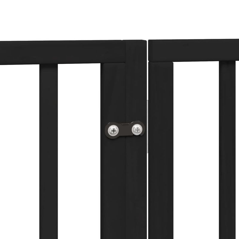 Petshop - Accesorii petshop - Culcusuri si custi - Custi interior si exterior - Poarta caini pliabila cu usa 12 panouri negru 600 cm, lemn plop - Infinity.ro