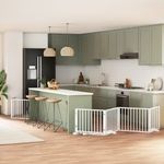 Petshop - Accesorii petshop - Culcusuri si custi - Custi interior si exterior - Poarta caini pliabila cu usa 10 panouri, alb, 800 cm, lemn plop - Infinity.ro