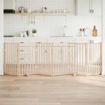 Petshop - Accesorii petshop - Culcusuri si custi - Custi interior si exterior - Poarta de caini pliabila cu usa, 6 panouri, 300 cm, lemn brad, mărime 50x90x2 cm - Infinity.ro