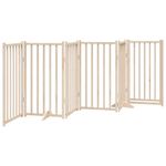 Petshop - Accesorii petshop - Culcusuri si custi - Custi interior si exterior - Poarta de caini pliabila cu usa, 6 panouri, 300 cm, lemn brad, mărime 50x90x2 cm - Infinity.ro