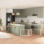 Petshop - Accesorii petshop - Culcusuri si custi - Custi interior si exterior - Poarta de caini pliabila cu usa, 8 panouri, 640 cm, lemn plop - Infinity.ro