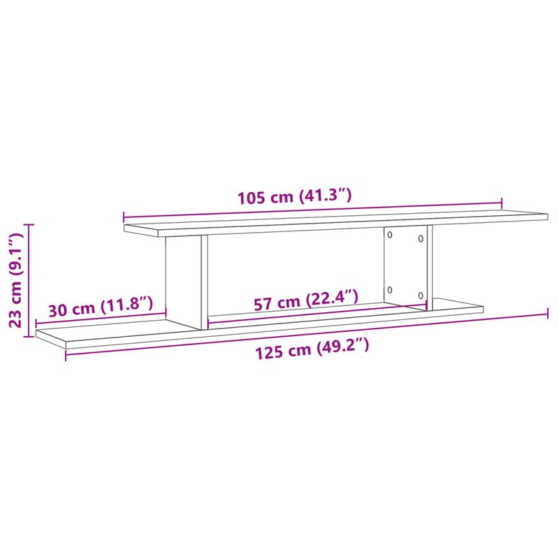 Casa si Gradina - Mobilier - Biblioteci si rafturi - Rafturi - Raft TV montat pe perete stejar artizanal 125x18x23 cm lemn - Infinity.ro