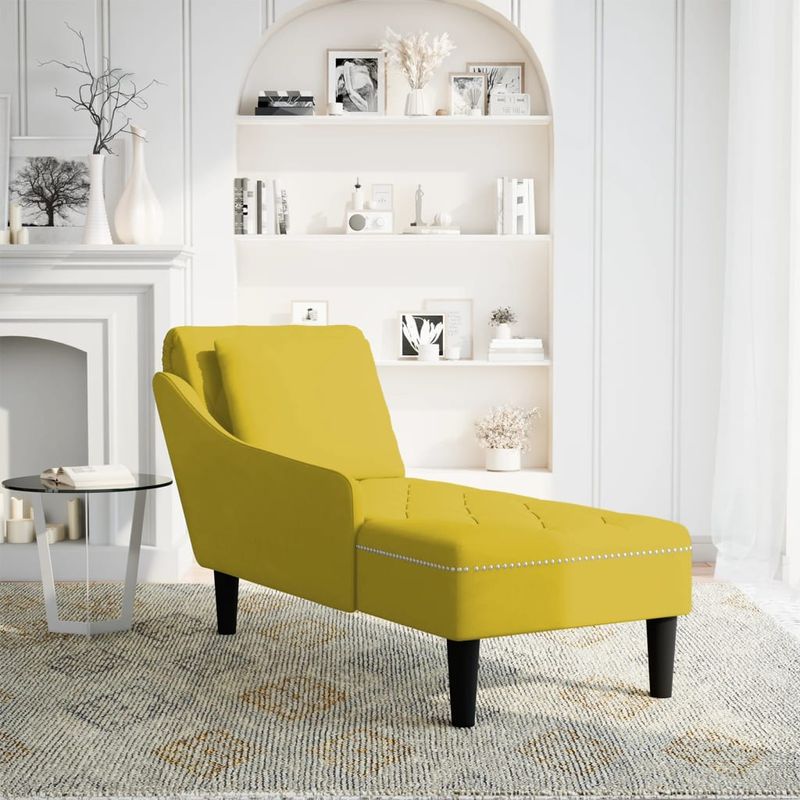 Casa si Gradina - Mobilier - Scaune si fotolii - Fotolii - Sezlong cu perna si cotiera dreapta, galben, catifea - Infinity.ro