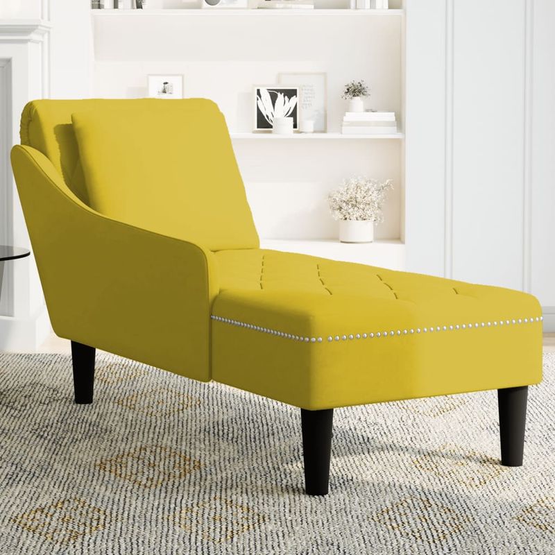 Casa si Gradina - Mobilier - Scaune si fotolii - Fotolii - Sezlong cu perna si cotiera dreapta, galben, catifea - Infinity.ro