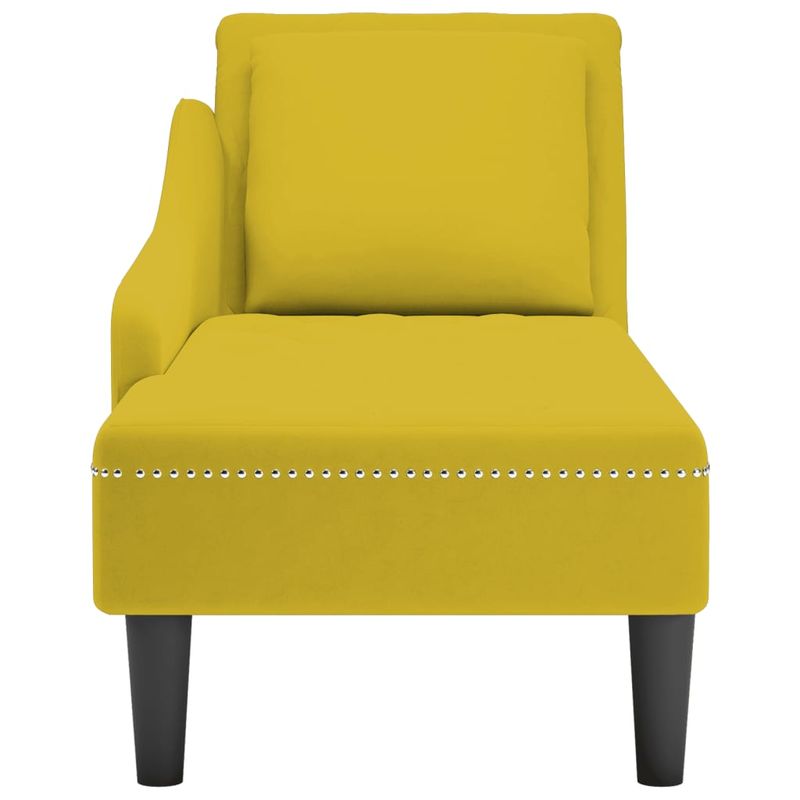 Casa si Gradina - Mobilier - Scaune si fotolii - Fotolii - Sezlong cu perna si cotiera dreapta, galben, catifea - Infinity.ro
