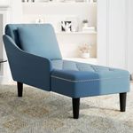 Casa si Gradina - Mobilier - Scaune si fotolii - Fotolii - Sezlong cu perna si cotiera dreapta, albastru, catifea - Infinity.ro