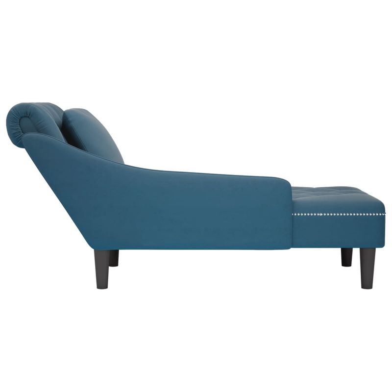 Casa si Gradina - Mobilier - Scaune si fotolii - Fotolii - Sezlong cu perna si cotiera dreapta, albastru, catifea - Infinity.ro