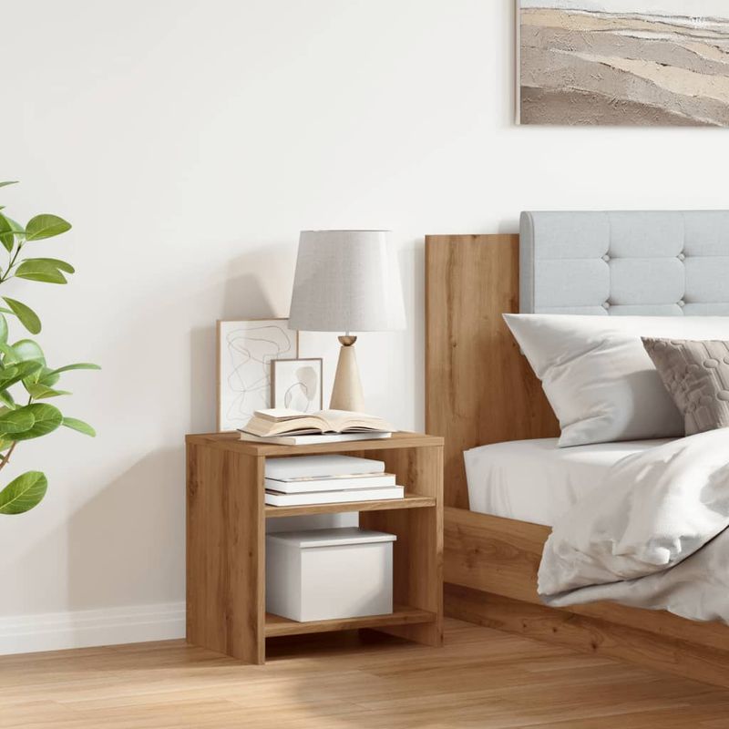 Casa si Gradina - Mobilier - Comode si corpuri - Noptiere - Noptiera, stejar artizanal, 40x30x40 cm, lemn prelucrat - Infinity.ro