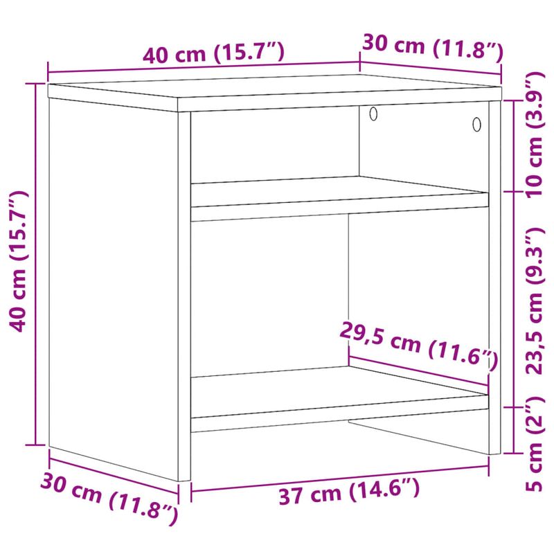 Casa si Gradina - Mobilier - Comode si corpuri - Noptiere - Noptiera, stejar artizanal, 40x30x40 cm, lemn prelucrat - Infinity.ro