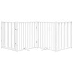 Petshop - Accesorii petshop - Culcusuri si custi - Custi interior si exterior - Poarta caini pliabila cu usa 4 panouri, alb, 320 cm, lemn brad, mărime 80x90x2 cm - Infinity.ro