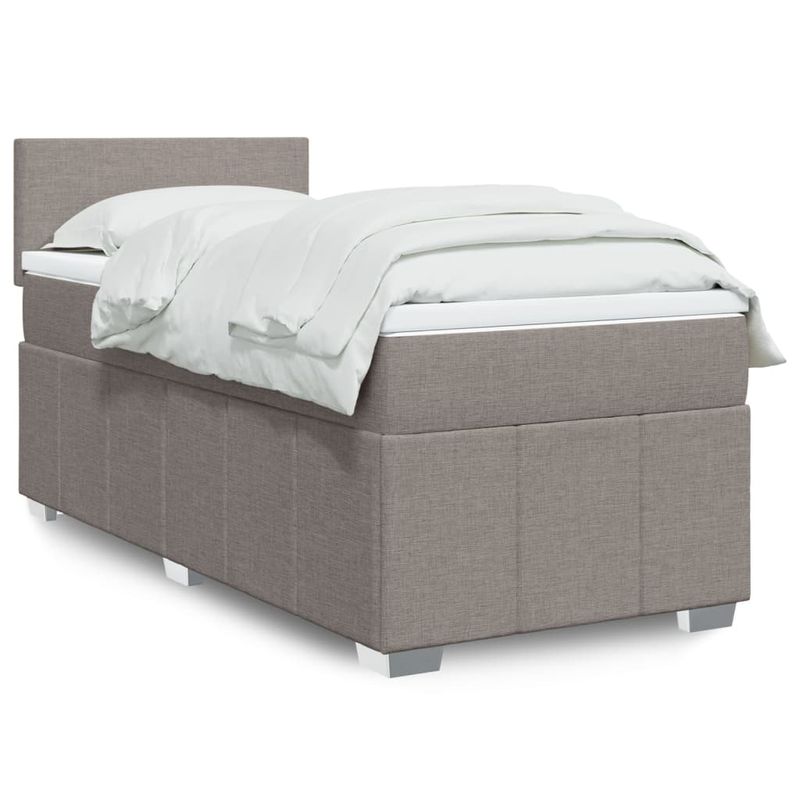 Casa si Gradina - Mobilier - Paturi si accesorii - Paturi - Pat box spring cu saltea, gri taupe, 80x200 cm, textil - Infinity.ro