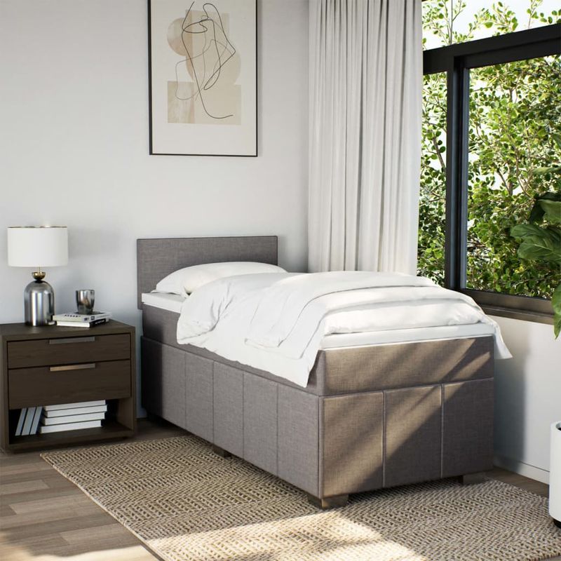 Casa si Gradina - Mobilier - Paturi si accesorii - Paturi - Pat box spring cu saltea, gri taupe, 80x200 cm, textil - Infinity.ro