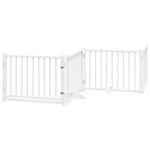 Petshop - Accesorii petshop - Culcusuri si custi - Custi interior si exterior - Poarta caini pliabila cu usa 4 panouri, alb, 320 cm, lemn brad, mărime 80x60x2 cm - Infinity.ro