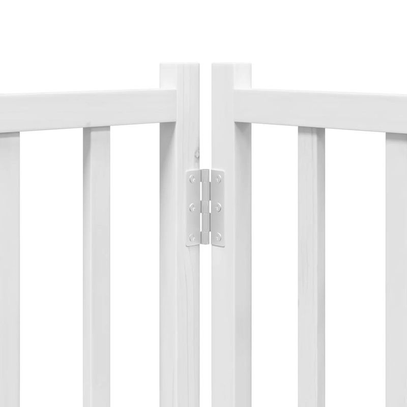 Petshop - Accesorii petshop - Culcusuri si custi - Custi interior si exterior - Poarta caini pliabila cu usa 4 panouri, alb, 320 cm, lemn brad, mărime 80x60x2 cm - Infinity.ro