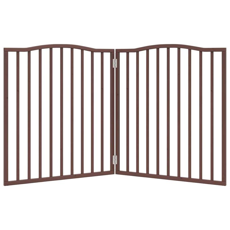 Petshop - Accesorii petshop - Culcusuri si custi - Custi interior si exterior - Poarta pentru caini pliabila 2 panouri maro, 160 cm, lemn plop - Infinity.ro