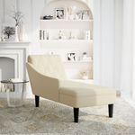 Casa si Gradina - Mobilier - Scaune si fotolii - Fotolii - Sezlong cu perna si cotiera dreapta, crem, textil - Infinity.ro
