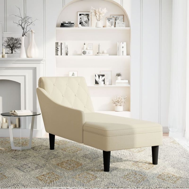 Casa si Gradina - Mobilier - Scaune si fotolii - Fotolii - Sezlong cu perna si cotiera dreapta, crem, textil - Infinity.ro