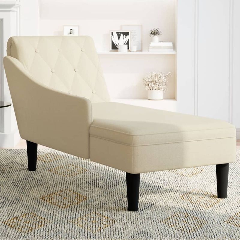Casa si Gradina - Mobilier - Scaune si fotolii - Fotolii - Sezlong cu perna si cotiera dreapta, crem, textil - Infinity.ro