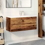 Casa si Gradina - Mobilier - Mobilier baie - Comode baie - Dulap chiuveta cu chiuveta incorporata lemn vechi 101x39,5x49cm - Infinity.ro