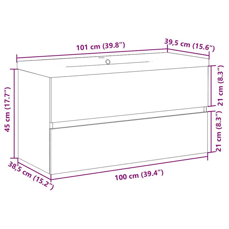 Casa si Gradina - Mobilier - Mobilier baie - Comode baie - Dulap chiuveta cu chiuveta incorporata lemn vechi 101x39,5x49cm - Infinity.ro