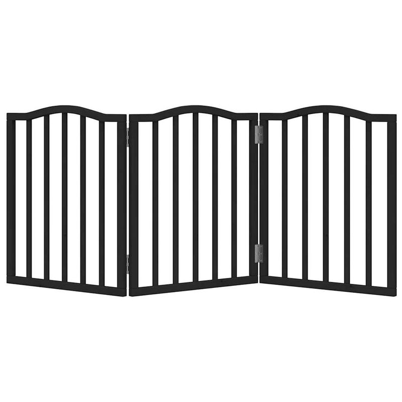 Petshop - Accesorii petshop - Culcusuri si custi - Custi interior si exterior - Poarta pentru caini pliabila 3 panouri negru, 150 cm, lemn plop - Infinity.ro