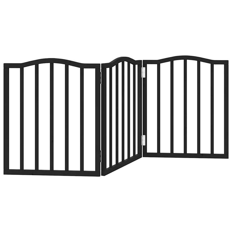 Petshop - Accesorii petshop - Culcusuri si custi - Custi interior si exterior - Poarta pentru caini pliabila 3 panouri negru, 150 cm, lemn plop - Infinity.ro